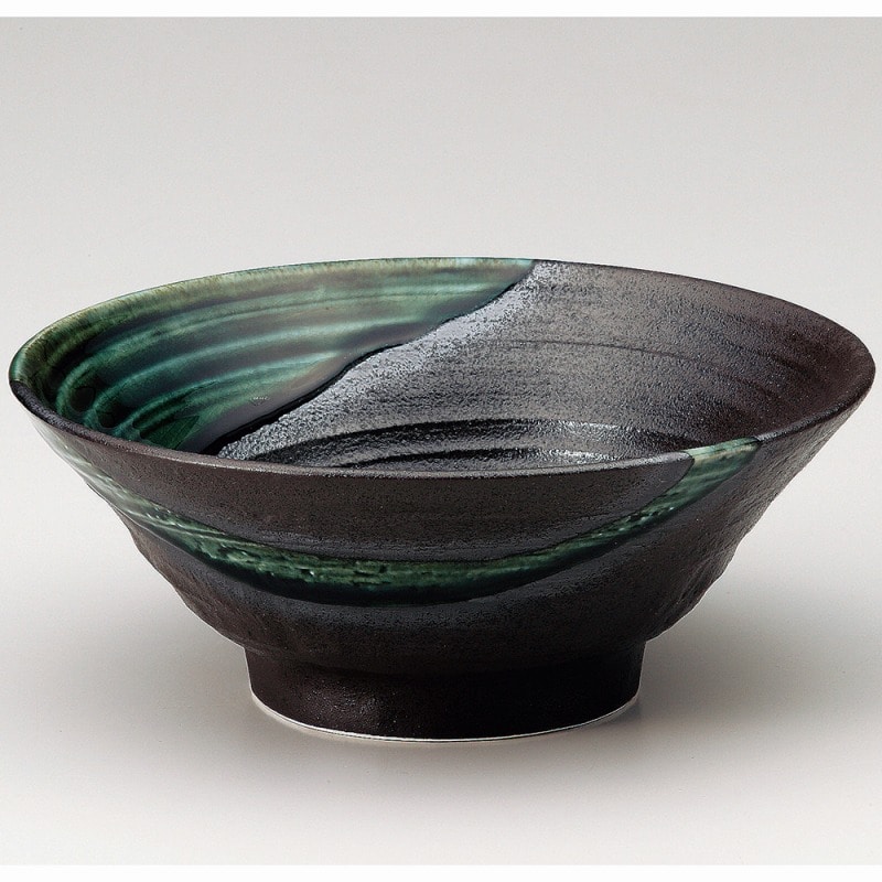 金正陶器 黒結晶緑流たもり丼 1個(ご注文単位1個)【直送品】
