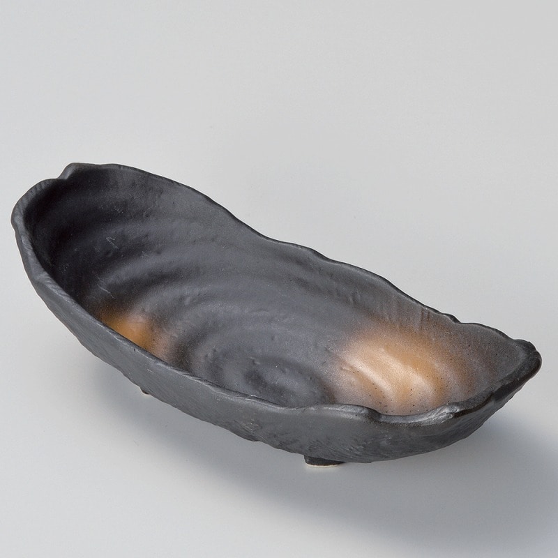 金正陶器 黒備前風長小鉢 1個(ご注文単位1個)【直送品】