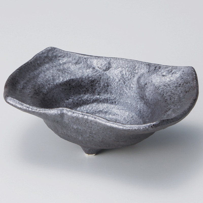 金正陶器 イブシ黒両切小鉢 1個(ご注文単位1個)【直送品】