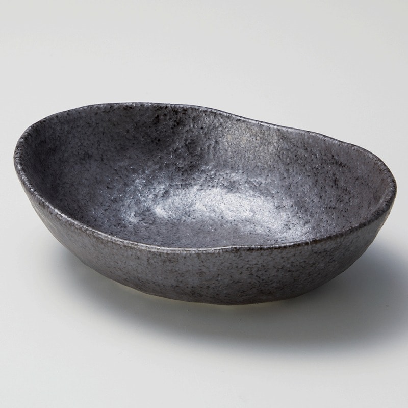 金正陶器 イブシ黒楕円小鉢 小 1個(ご注文単位1個)【直送品】