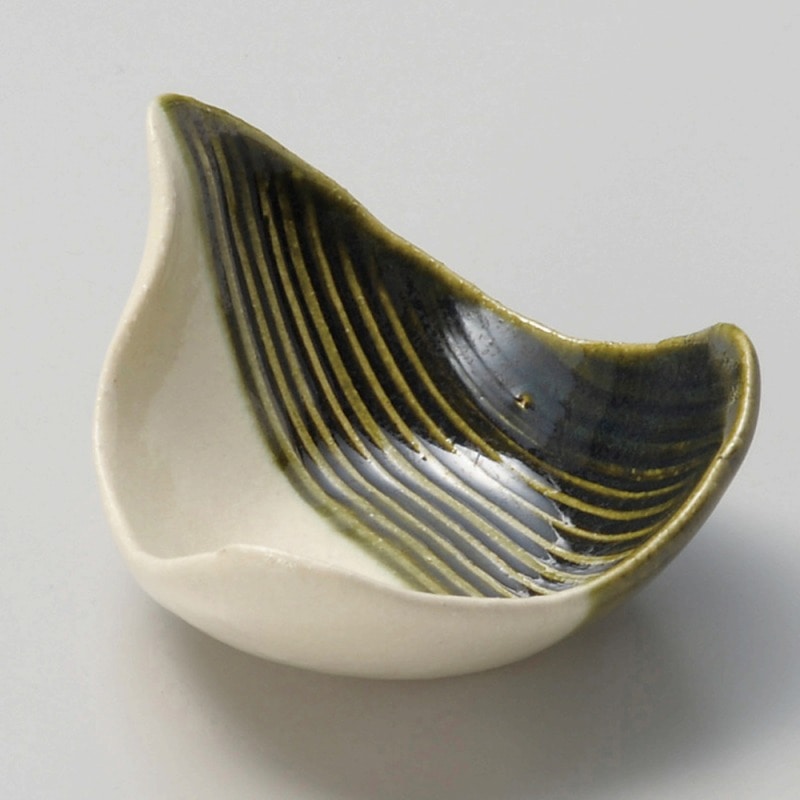 金正陶器 織部塗り分け 千鳥珍味 1個(ご注文単位1個)【直送品】