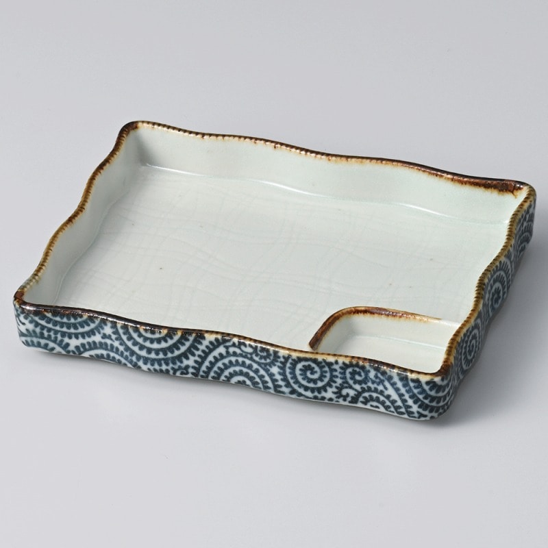 金正陶器 タコ唐草長角仕切 大 1個(ご注文単位1個)【直送品】