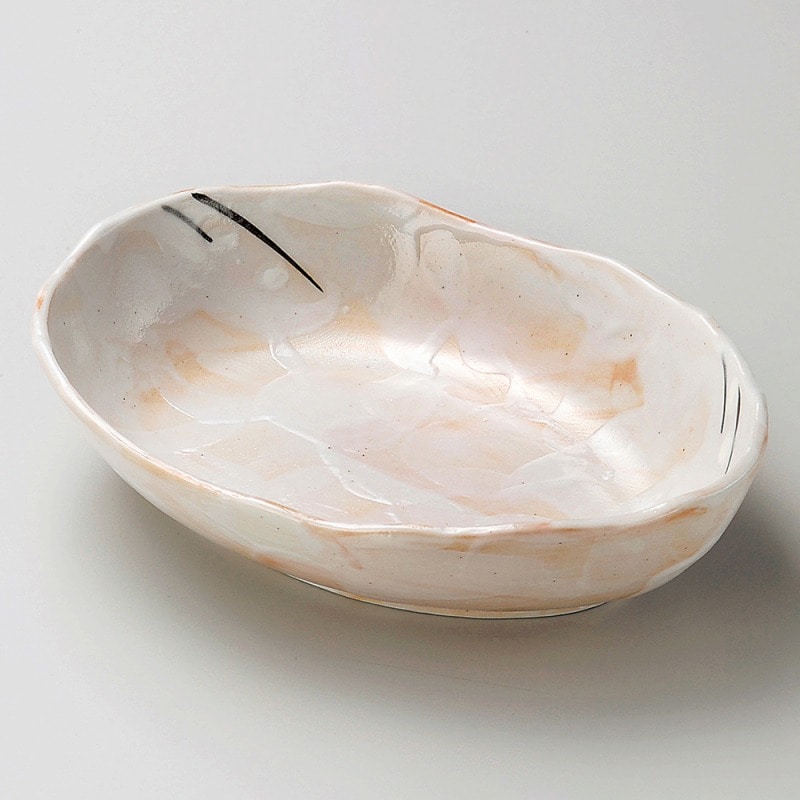 金正陶器 赤志野舟形8寸鉢 1個(ご注文単位1個)【直送品】