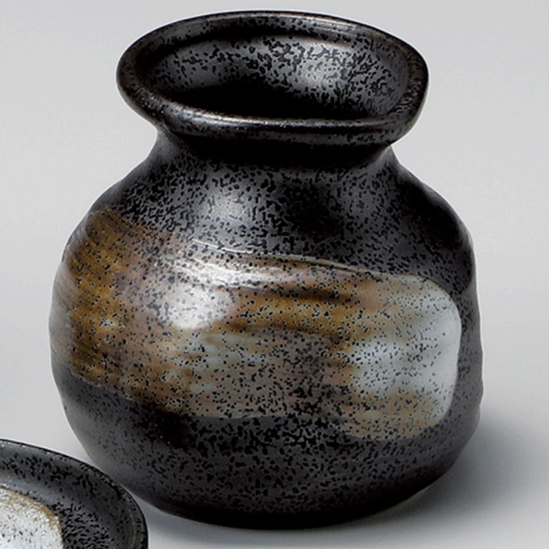 金正陶器 黒結晶白刷毛そば徳利 1個(ご注文単位1個)【直送品】