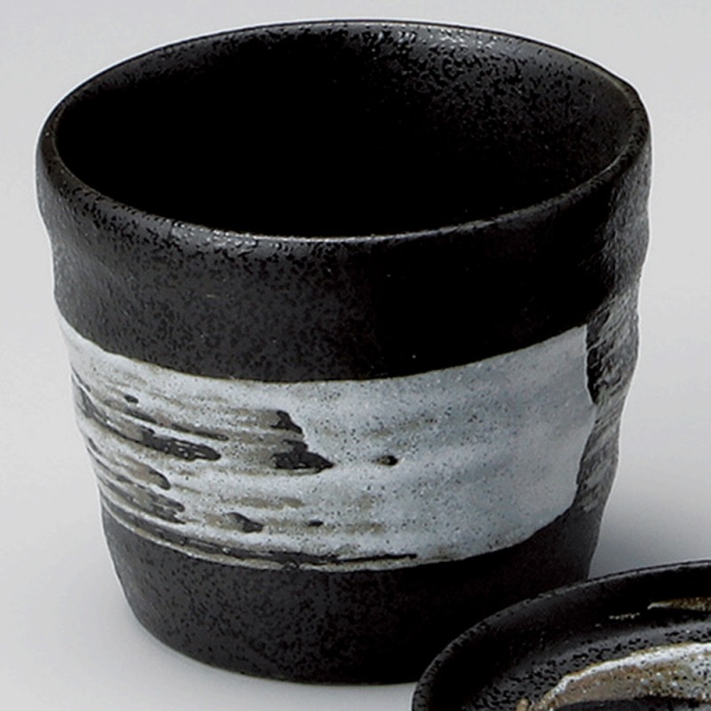 金正陶器 黒結晶白刷毛そば千代口 1個(ご注文単位1個)【直送品】