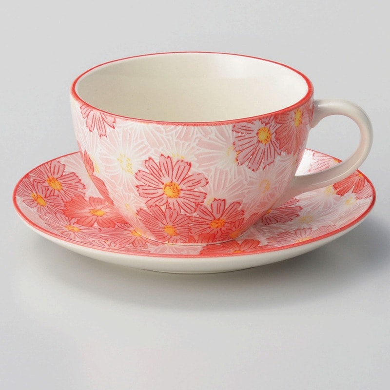 金正陶器 華々ピンクコーヒー皿 1個 ※ソーサー単品のみ（ご注文単位1個）【直送品】
