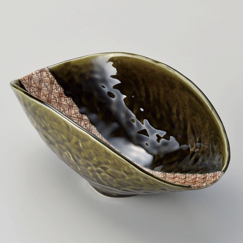 金正陶器 格子織部手造り風変形鉢 1個(ご注文単位1個)【直送品】