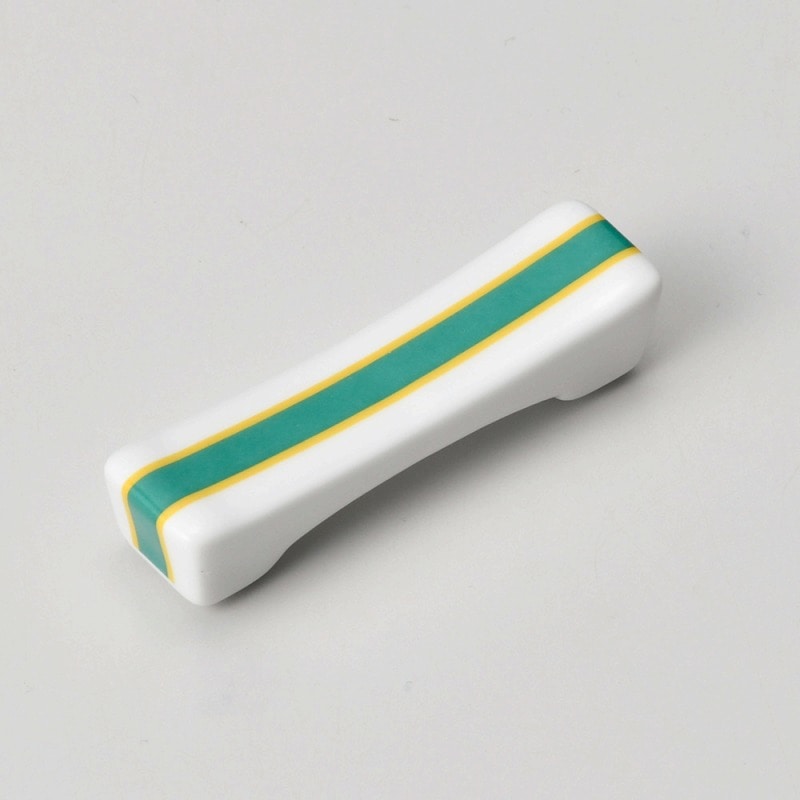 金正陶器 緑ライン長角箸置 1個(ご注文単位1個)【直送品】