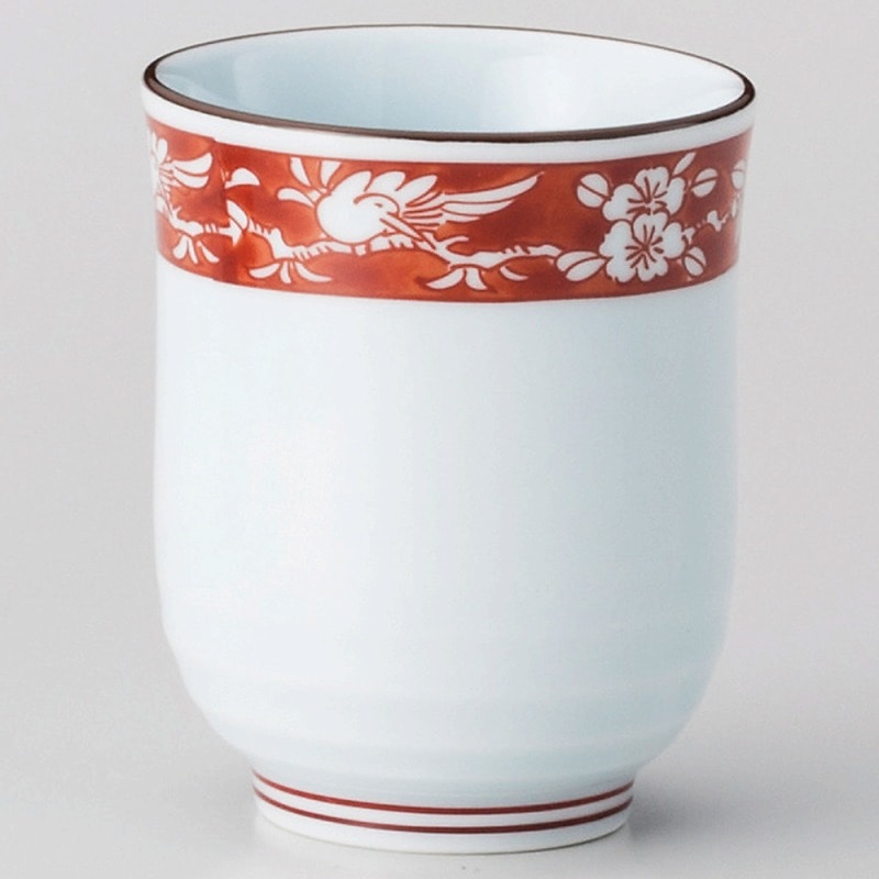 金正陶器 赤濃花鳥長湯呑 1個(ご注文単位1個)【直送品】