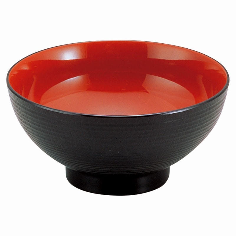 金正陶器 ［A］6寸乱筋木目丼 黒内朱 1個（ご注文単位1個）【直送品】
