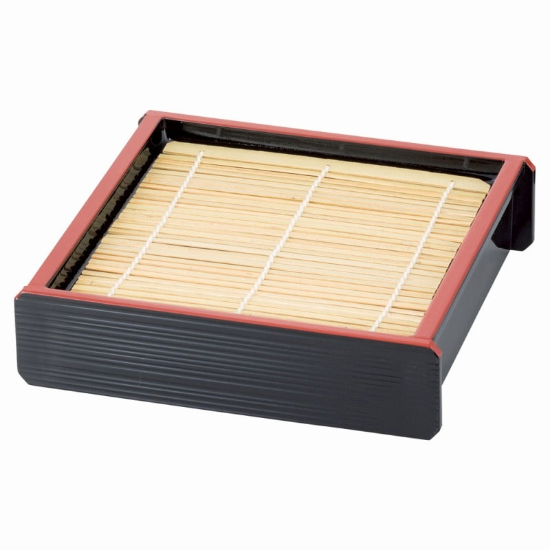 金正陶器 ［Ａ］千筋角ザルそばセイロ 黒天朱（底板付） 本体 1個（ご注文単位1個）【直送品】