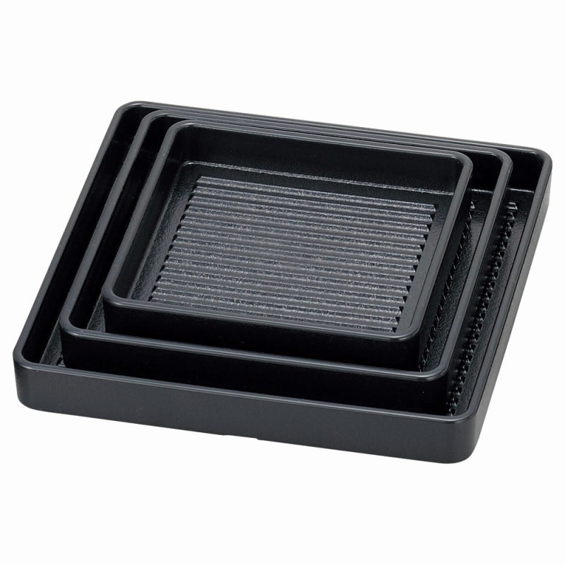 金正陶器 ［TA］角肉皿 黒（塗無）16㎝角［エンボス加工］［洗］ 1個（ご注文単位1個）【直送品】