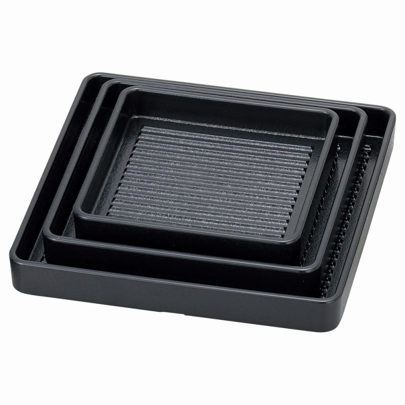 金正陶器 ［TA］角肉皿 黒（塗無）20㎝角［エンボス加工］［洗］ 1個（ご注文単位1個）【直送品】