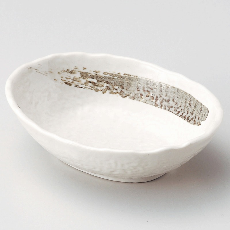 金正陶器 粉引刷毛目楕円小鉢 1個(ご注文単位1個)【直送品】