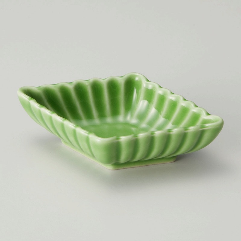 金正陶器 菊菱型珍味グリーン 1個(ご注文単位1個)【直送品】