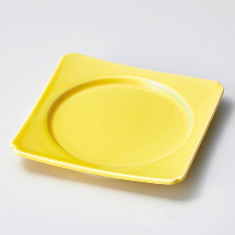 金正陶器 角中丸皿黄 1個(ご注文単位1個)【直送品】