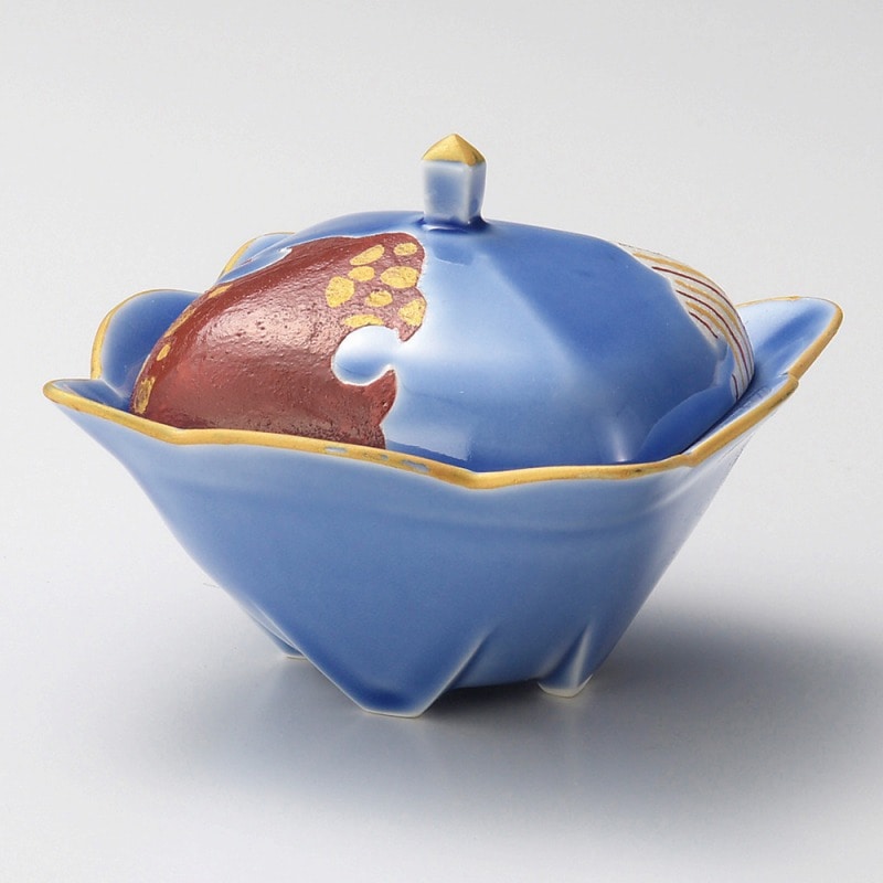 金正陶器 青釉大江戸角蓋付鉢 1個（ご注文単位1個）【直送品】