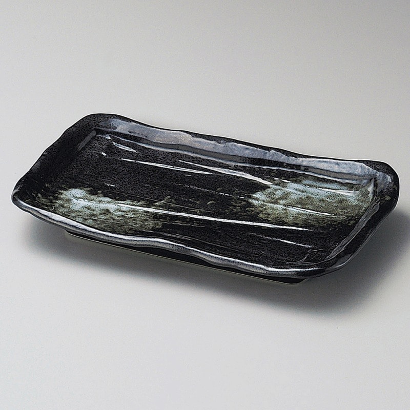 金正陶器 削ぎ型焼物皿(黒) 1個(ご注文単位1個)【直送品】