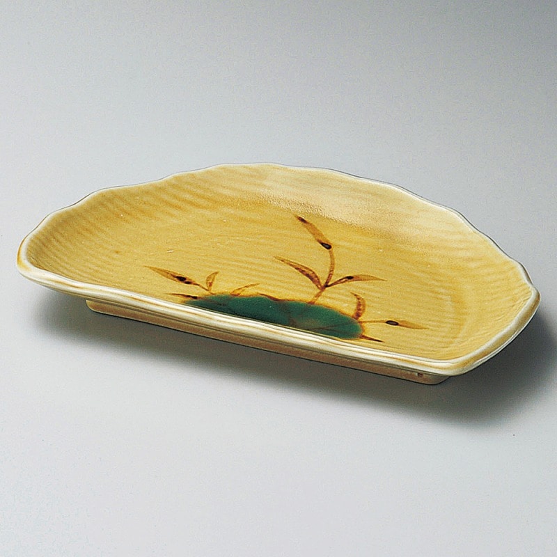 金正陶器 黄瀬戸芦半月焼物皿 1個(ご注文単位1個)【直送品】