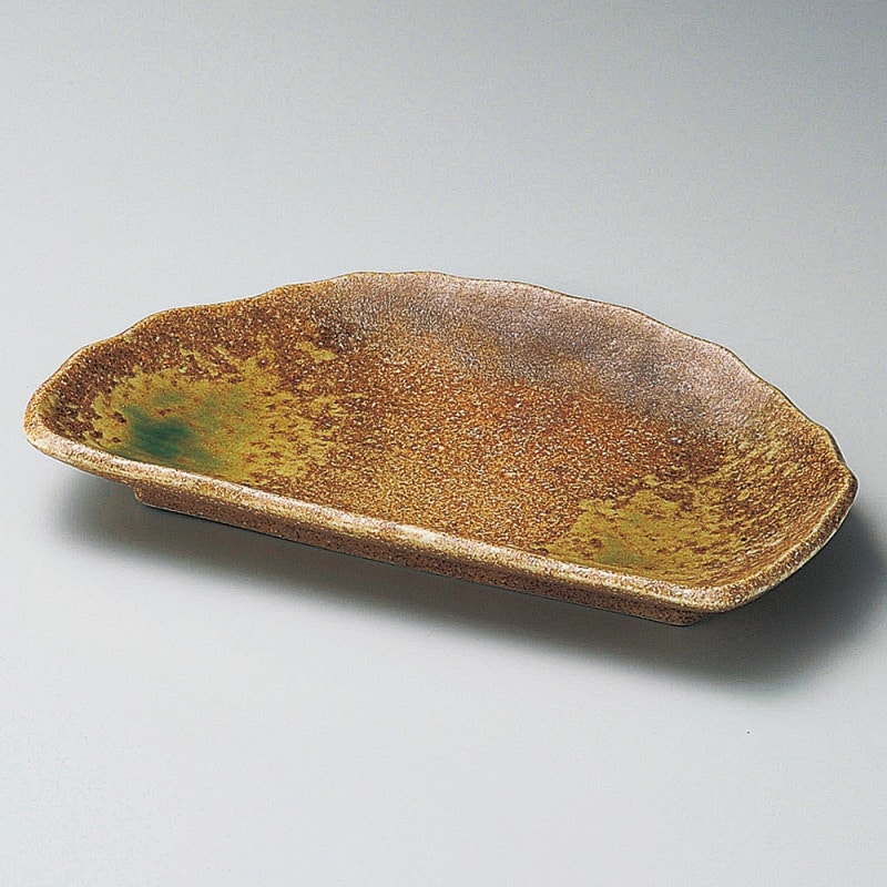 金正陶器 伊賀織部吹半月焼物皿 1個(ご注文単位1個)【直送品】