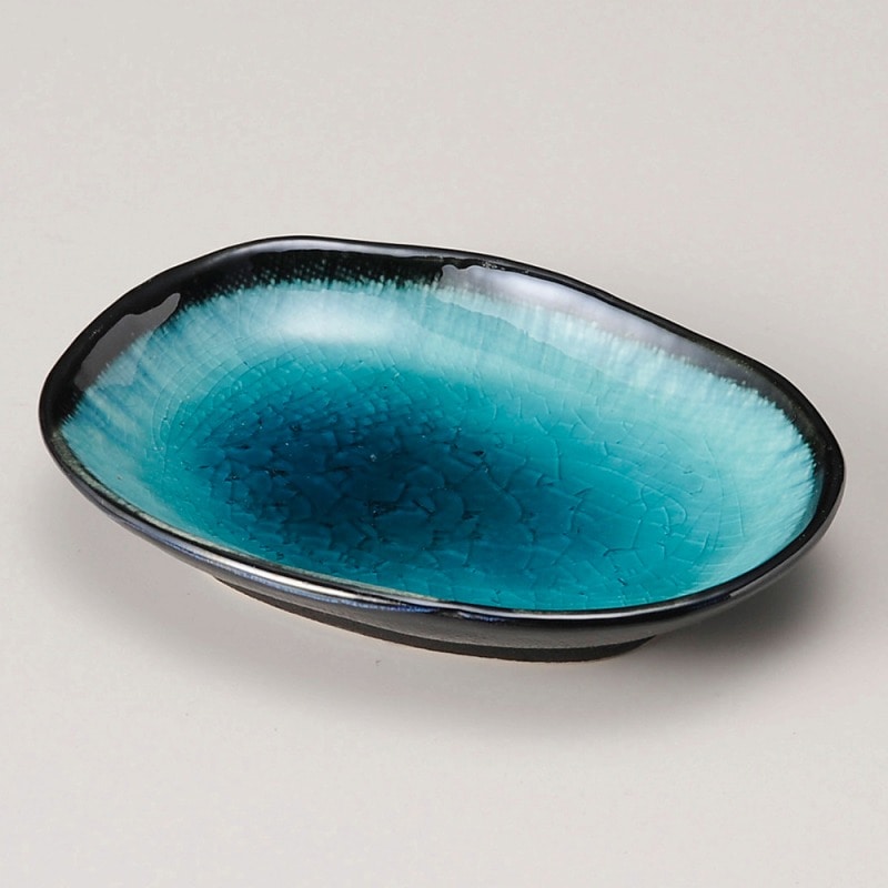 金正陶器 ヒスイ天目小判皿(小) 1個(ご注文単位1個)【直送品】