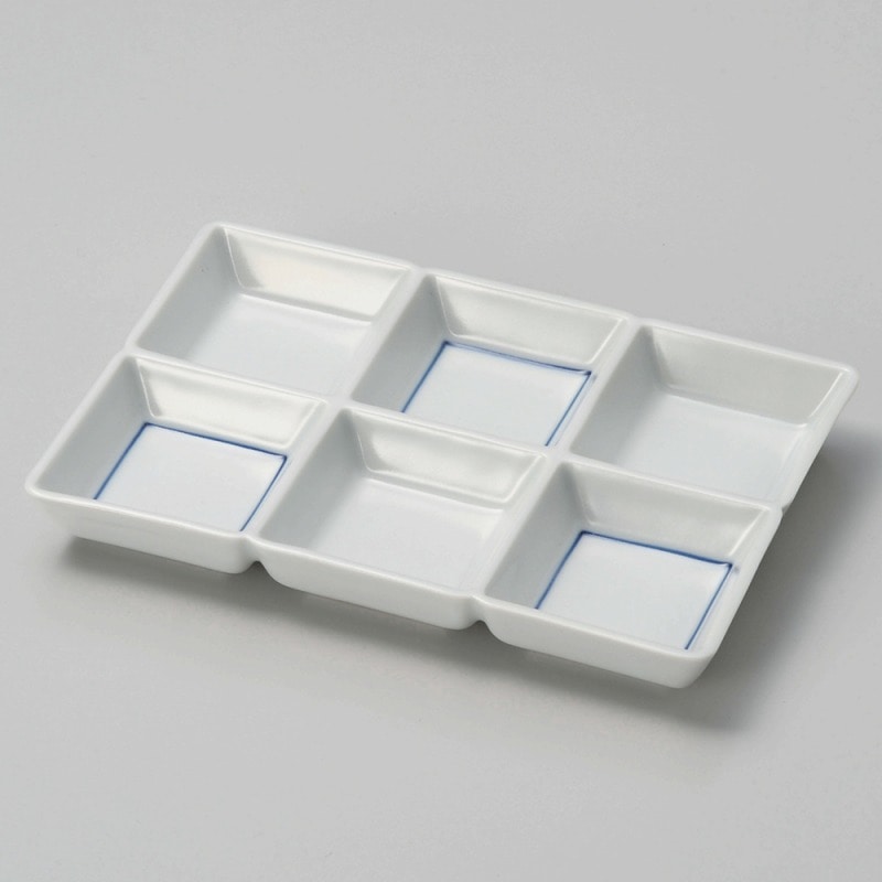 金正陶器 呉須線六ツ仕切り皿 1個(ご注文単位1個)【直送品】