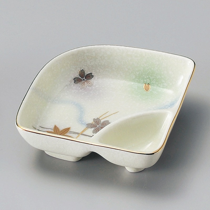 金正陶器 白吹竜田川扇型仕切鉢 1個(ご注文単位1個)【直送品】