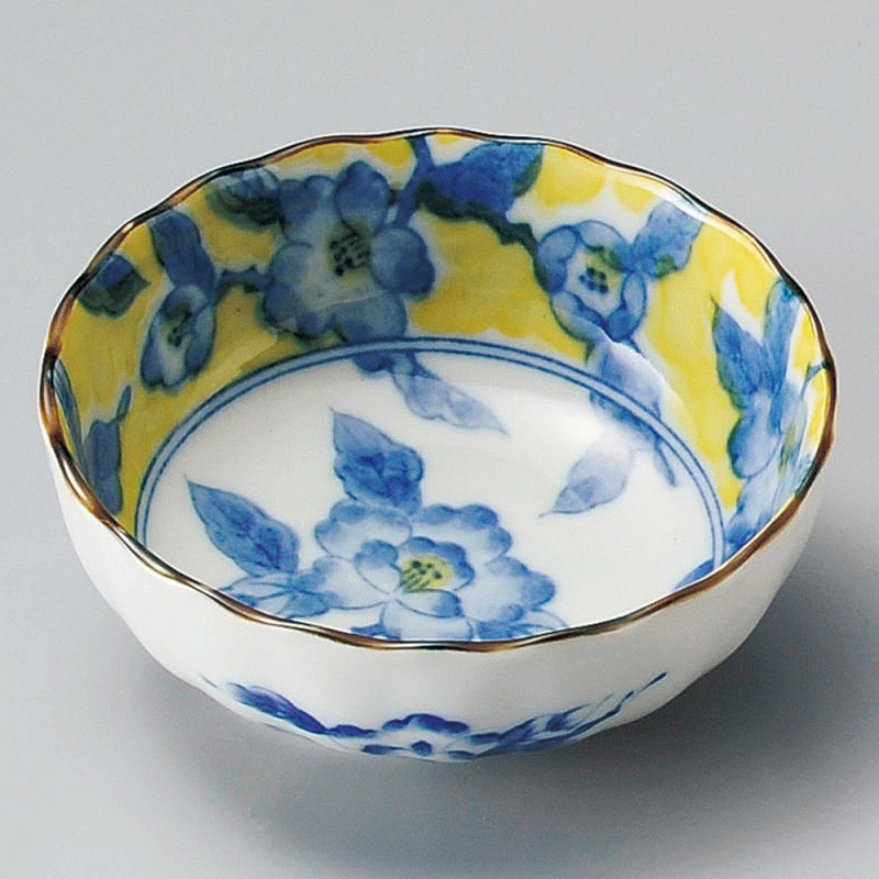 金正陶器 黄彩花紋菊型3.5鉢 1個(ご注文単位1個)【直送品】
