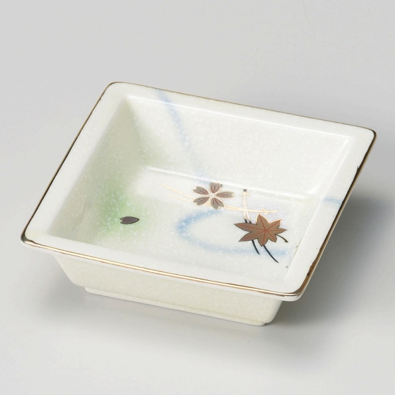 金正陶器 白吹竜田川角鉢 1個(ご注文単位1個)【直送品】