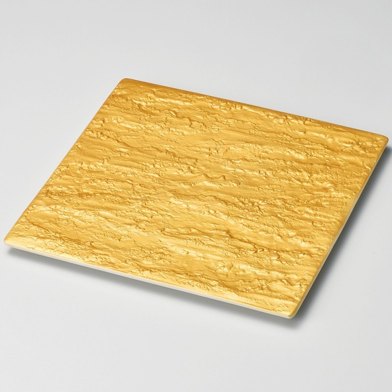 金正陶器 ゴールド石目21㎝正角皿 1個（ご注文単位1個）【直送品】