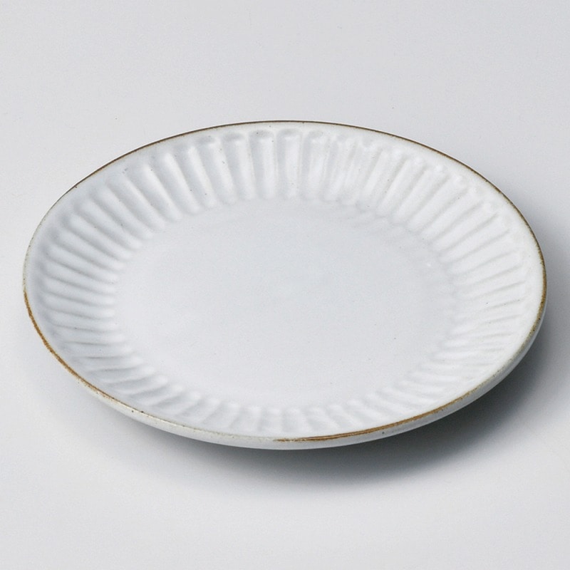 金正陶器 黒陶乳白シノギ15㎝丸皿 1個(ご注文単位1個)【直送品】