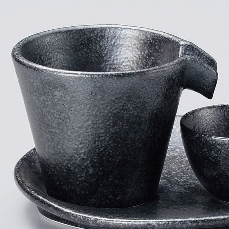 金正陶器 銀黒片口冷酒 1個(ご注文単位1個)【直送品】