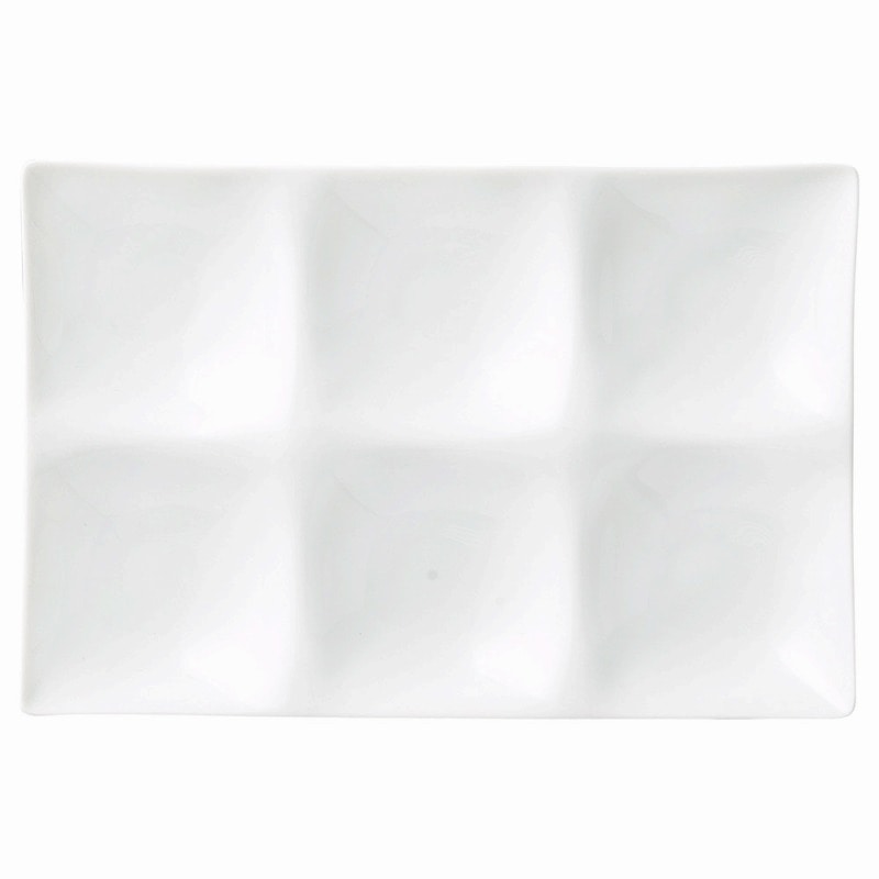 金正陶器 白磁コワケ6ツ仕切皿 1個(ご注文単位1個)【直送品】