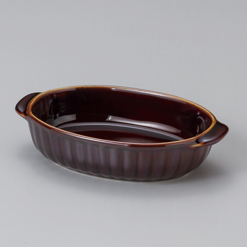 金正陶器 アメ釉両手楕円グラタン 1個(ご注文単位1個)【直送品】