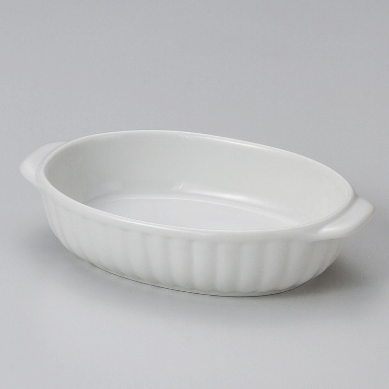 金正陶器 ホワイト両手楕円グラタン 1個(ご注文単位1個)【直送品】