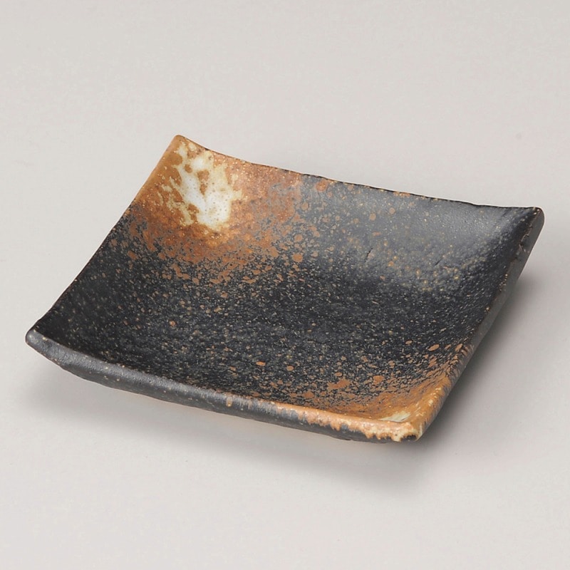 金正陶器 黒備前正角小皿 1個（ご注文単位1個）【直送品】