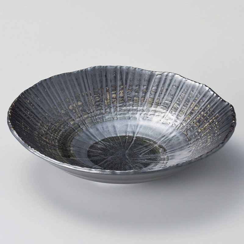 金正陶器 黒渦 彫十草型23㎝盛鉢 1個（ご注文単位1個）【直送品】