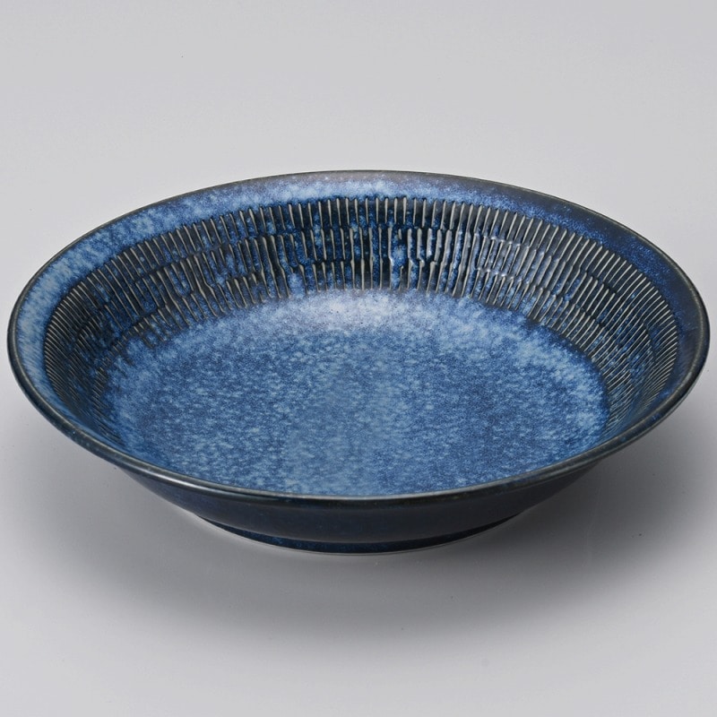 金正陶器 窯変紺トチリ21.5㎝深プレート 1個（ご注文単位1個）【直送品】