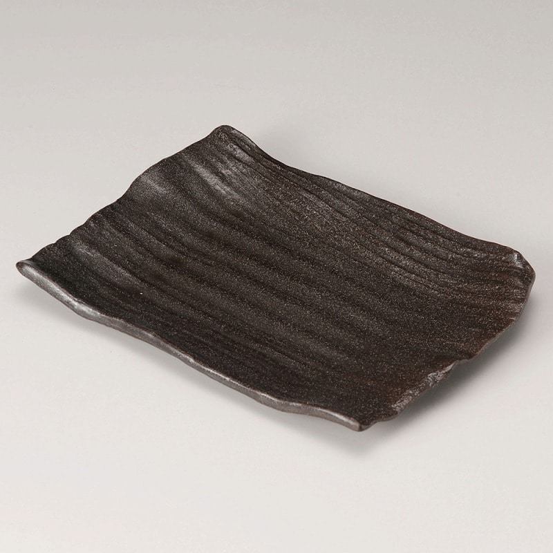 金正陶器 黒いぶし10号角皿 1個(ご注文単位1個)【直送品】