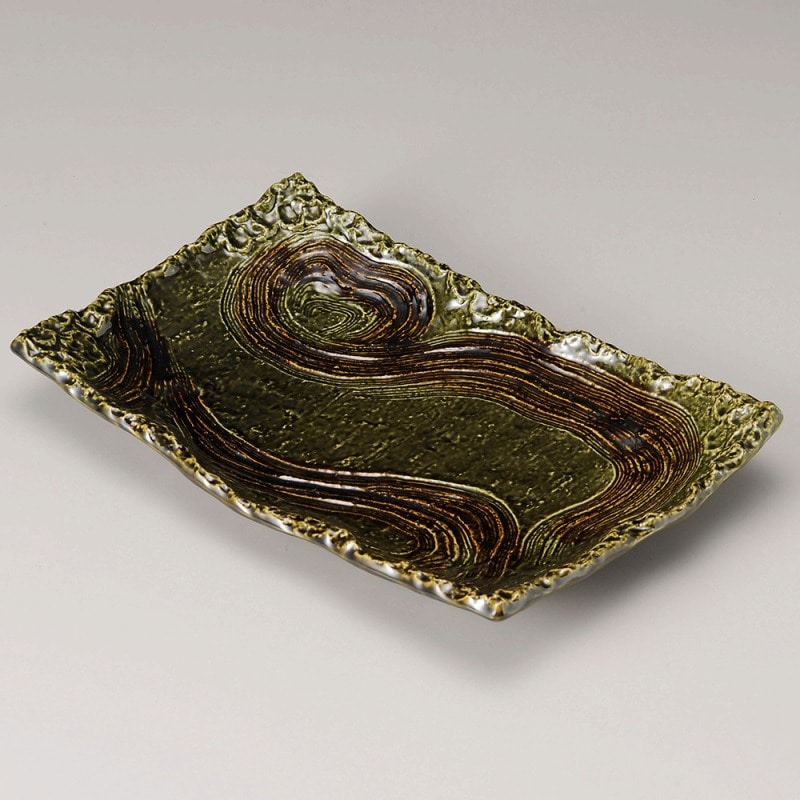 金正陶器 織部四足長角皿12号 1個(ご注文単位1個)【直送品】