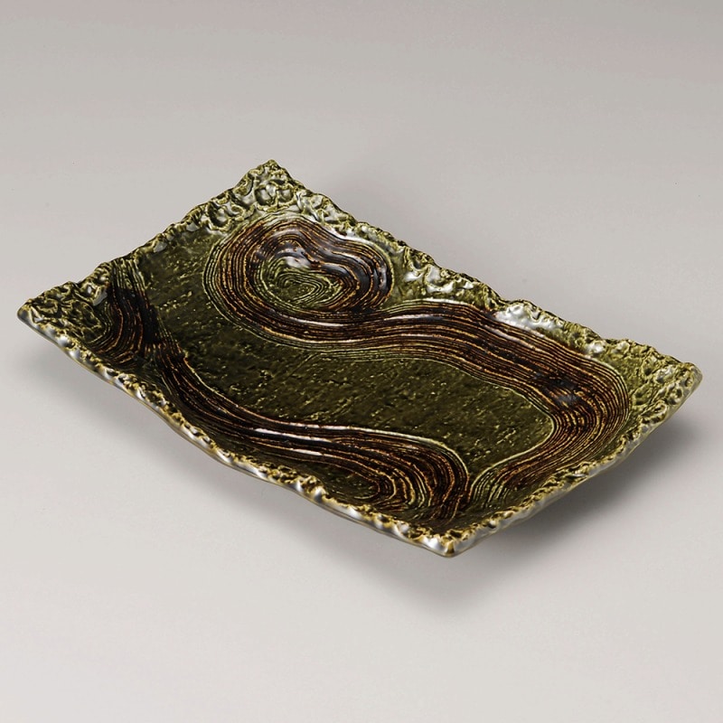 金正陶器 織部四足長角皿10号 1個(ご注文単位1個)【直送品】