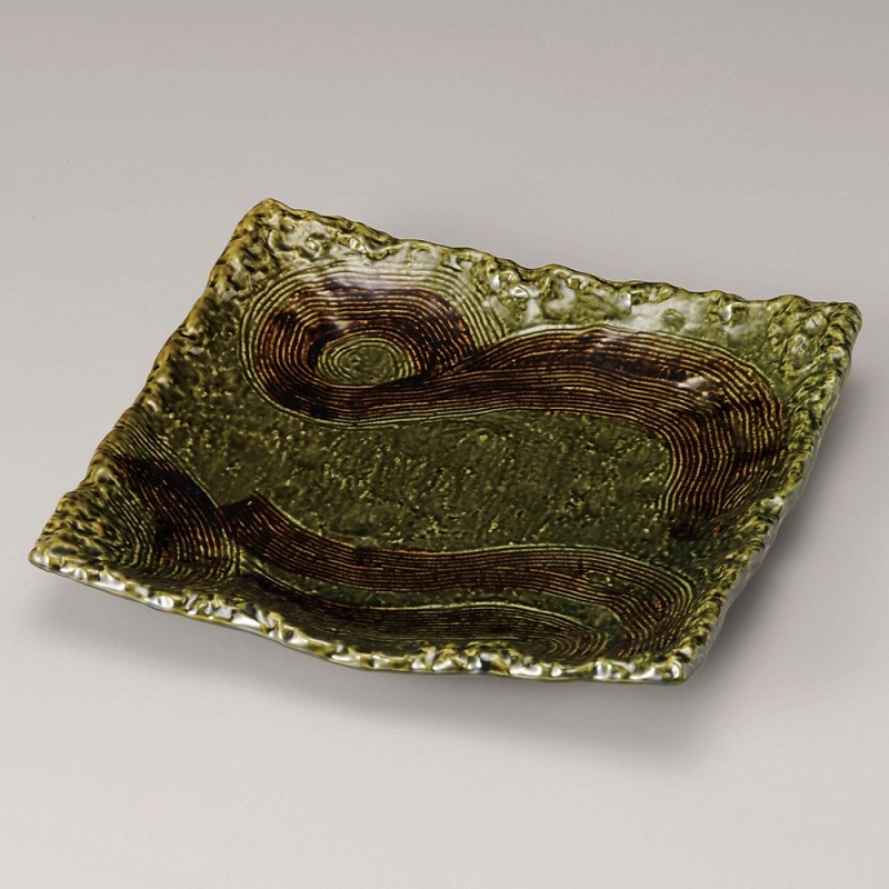 金正陶器 織部四足正角皿8号 1個(ご注文単位1個)【直送品】