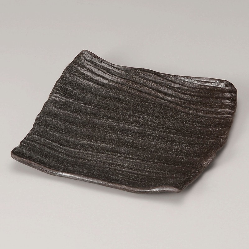 金正陶器 黒いぶし8号角皿 1個(ご注文単位1個)【直送品】