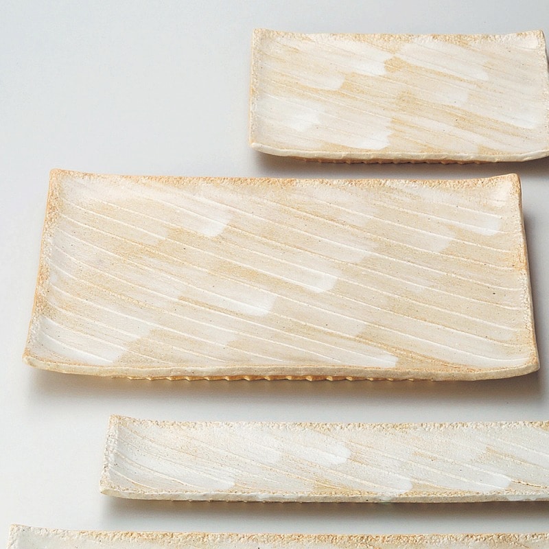 金正陶器 志野釉(手造り)13号長角皿 1個(ご注文単位1個)【直送品】