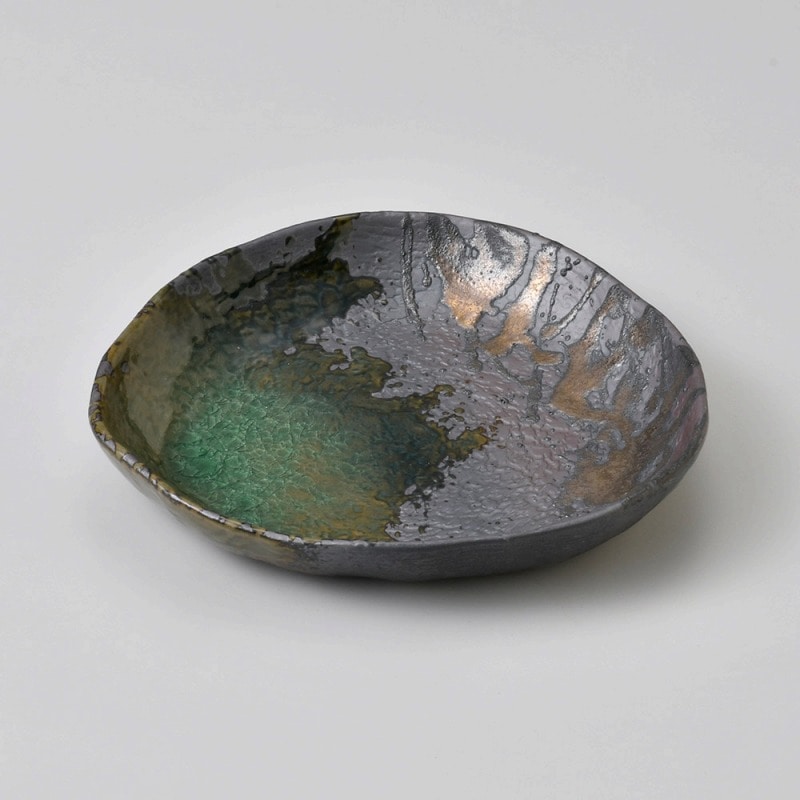 金正陶器 伊賀金彩三角プレート(中) 1個(ご注文単位1個)【直送品】