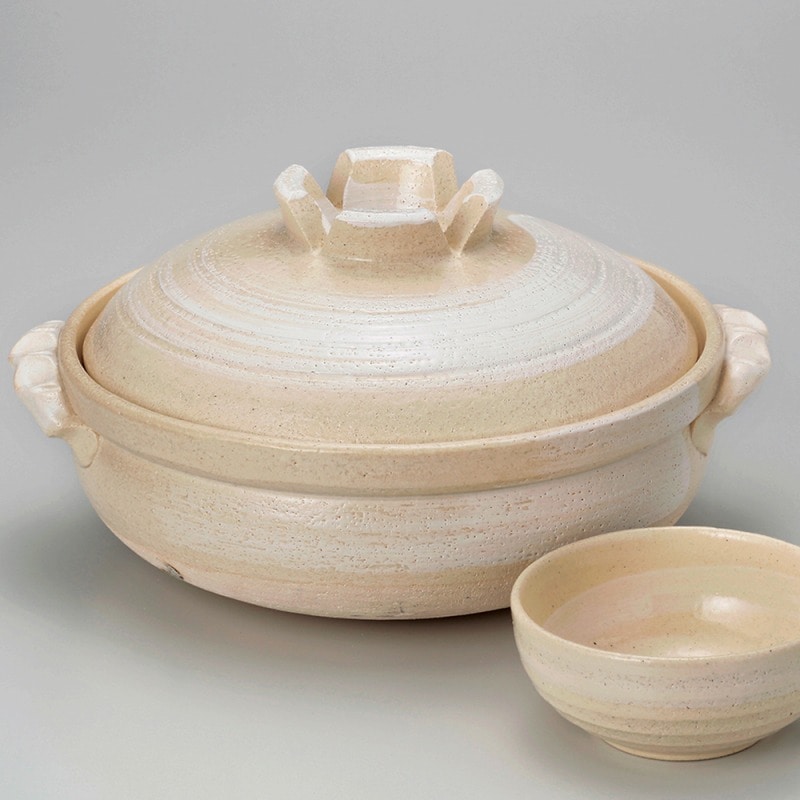 金正陶器 白刷毛目8号深鍋 1個(ご注文単位1個)【直送品】