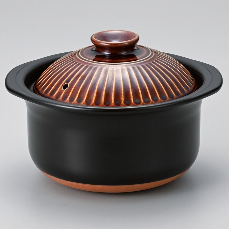 金正陶器 銀峯菊花アメ釉ご飯鍋２合炊 1個（ご注文単位1個）【直送品】