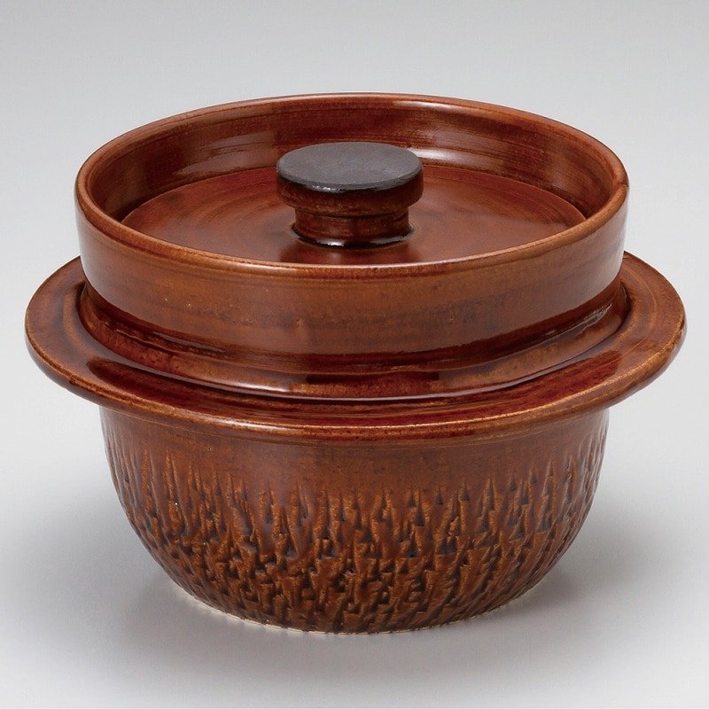 金正陶器 アメ釉手造ご飯釜 1個（ご注文単位1個）【直送品】