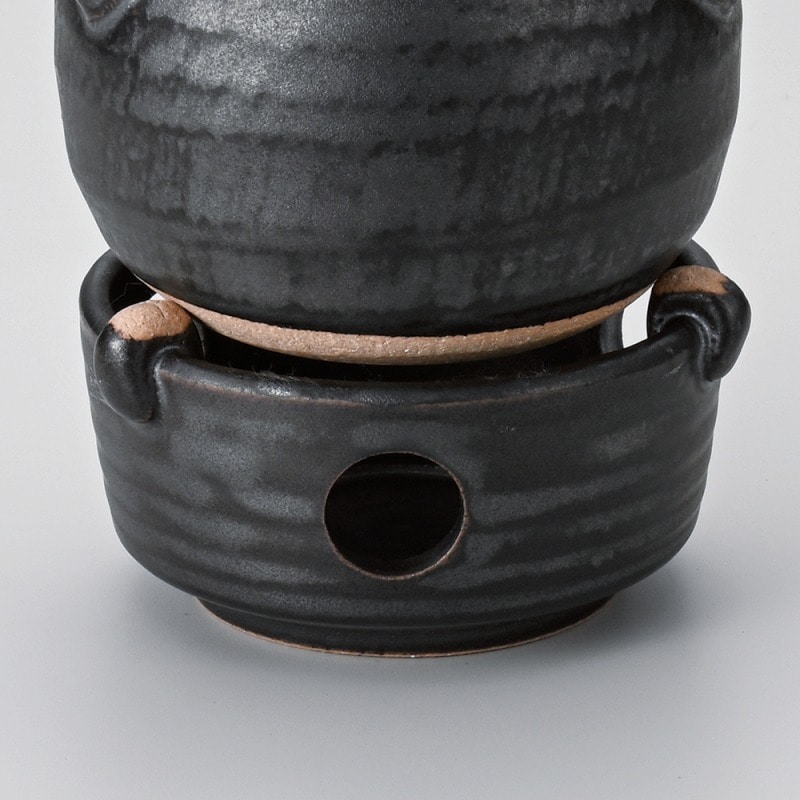 金正陶器 黒釉耐熱コンロ（中） 1個（ご注文単位1個）【直送品】