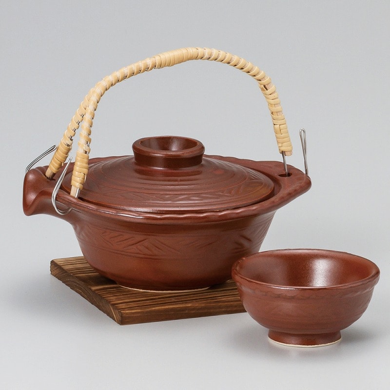 金正陶器 鉄赤平形土瓶むし 1個(ご注文単位1個)【直送品】